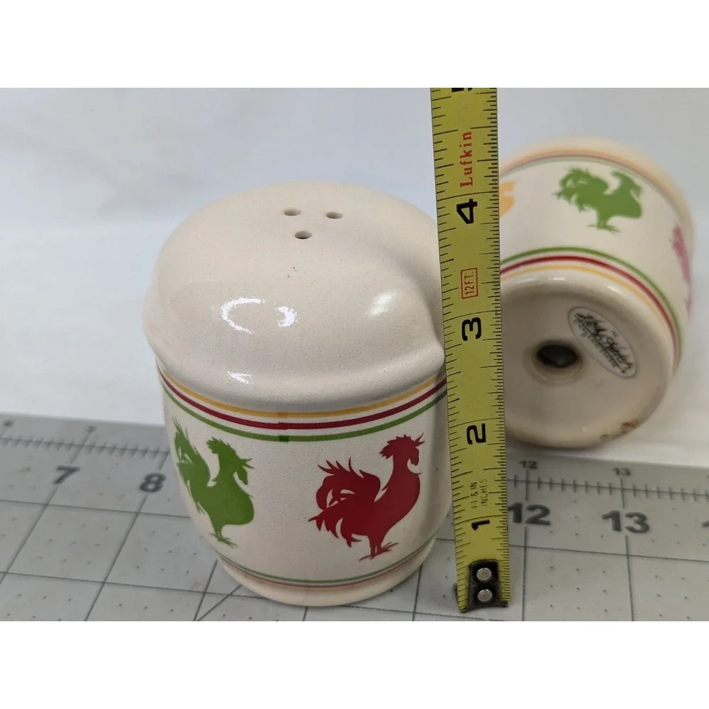 Kathy Hatch Rooster Salt Pepper Shakers Lot‎ Ceramic